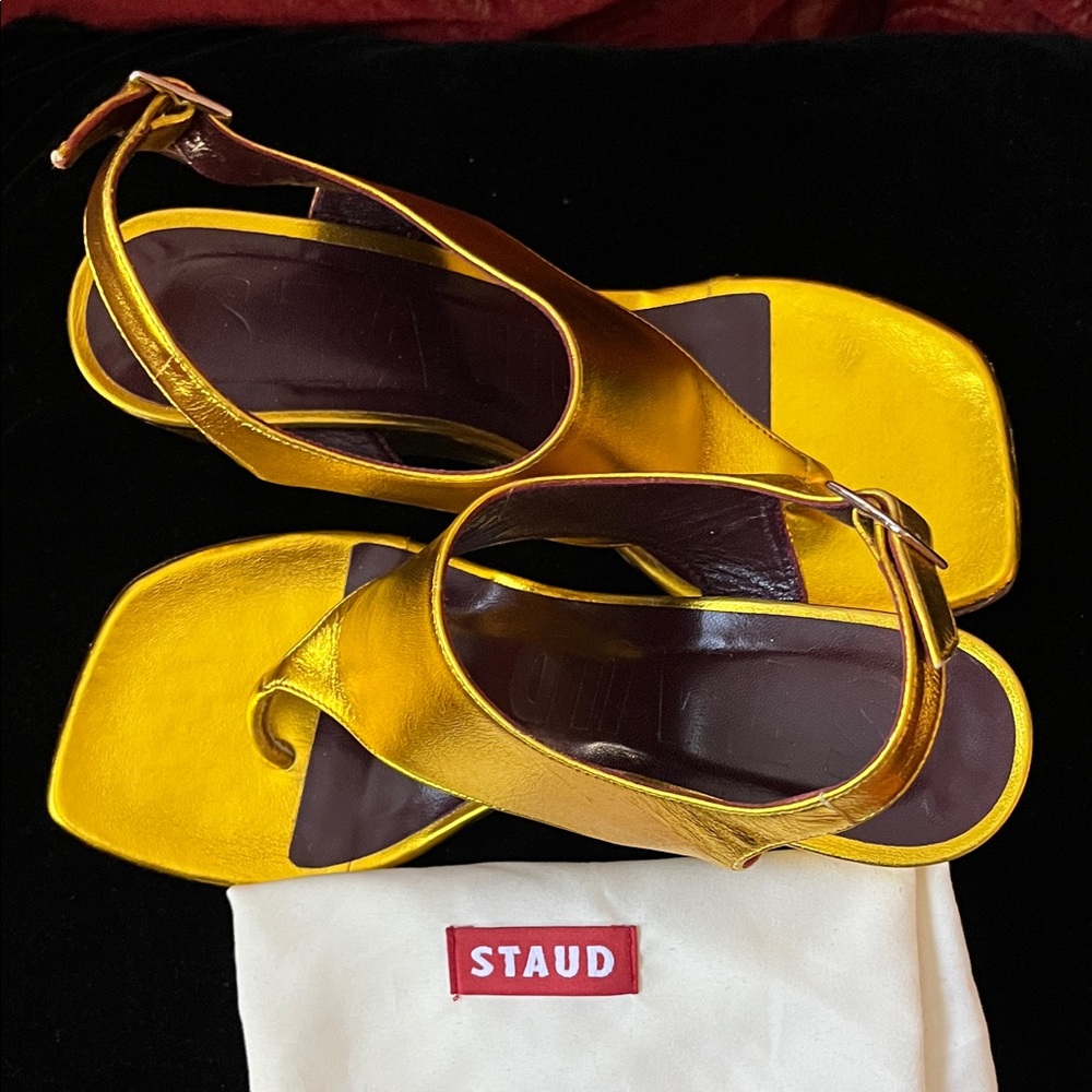 NEW STAUD Metallic Gold Women's Sandals NEVER WORN